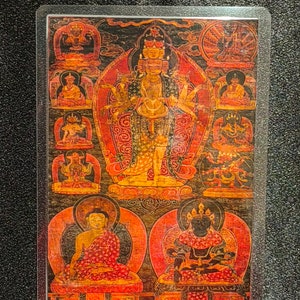 Handgemachte tragbare AAA Thangka Karte, kleine tibetische buddhistische Kunst, Symbol für Tantrismus, Himalaya Kunst