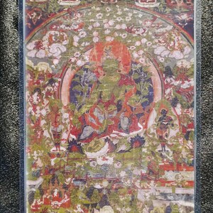 Handgemachte tragbare grüne Tara Thangka Karte, kleine tibetische buddhistische Kunst, Tantrismus Symbol, Bodhisattva Malerei, Himalaya Kunst