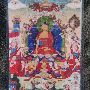 Handgemachte tragbare Sakyamuni Buddha Thangka Karte, kleine tibetische buddhistische Kunst, Tantrismus Symbol, Bodhisattva Malerei, Himalaya Kunst