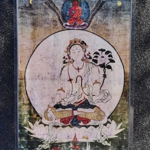 Handgemachte tragbare weiße Tara Thangka Karte, kleine tibetische buddhistische Kunst, Tantrismus Symbol, Bodhisattva Malerei, Himalaya Kunst