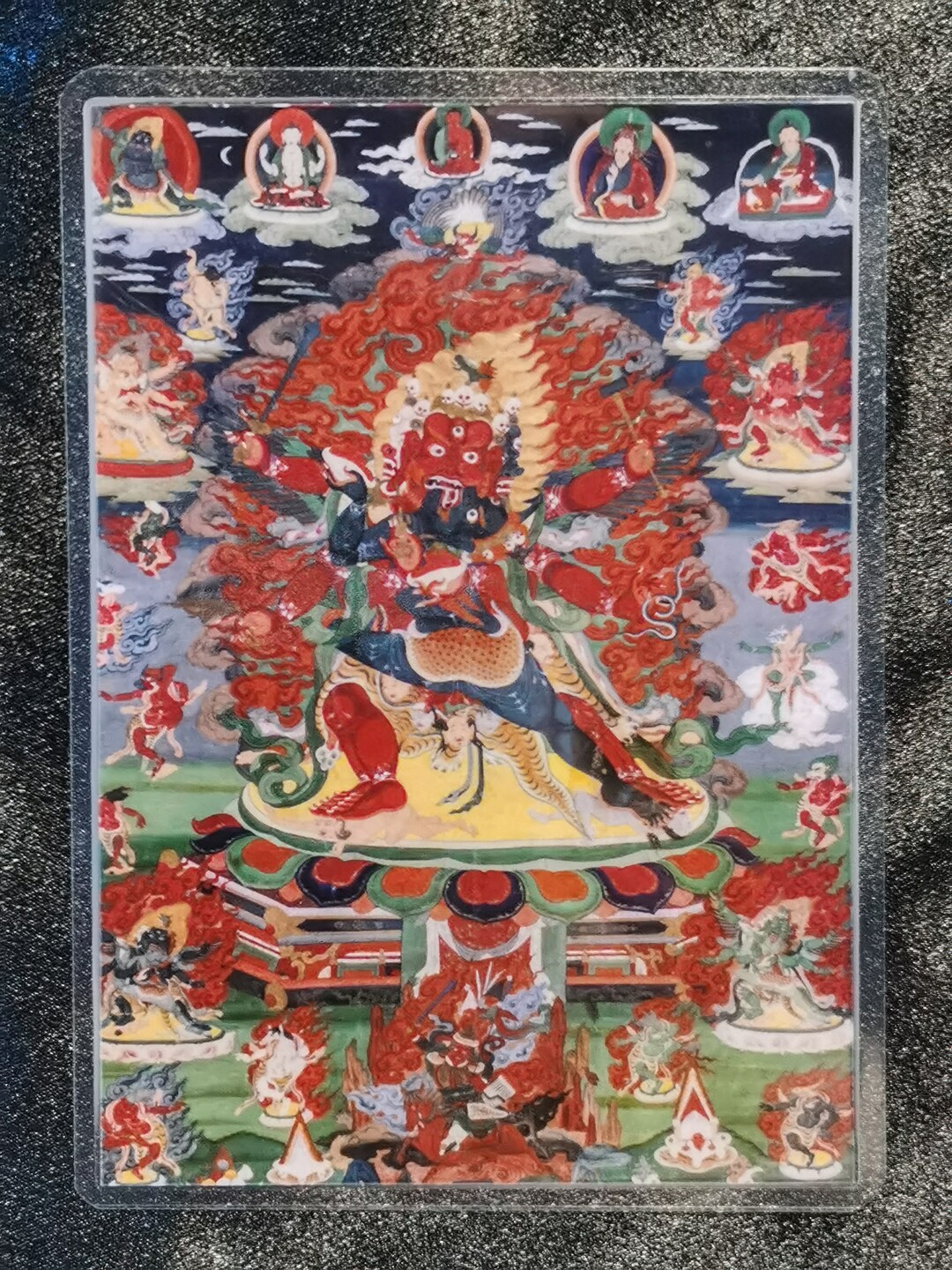Handmade Portable Hayagriva Thangka Card Tiny Tibetan Buddhist Arts handmade-portable-hayagriva-thangka-card-tiny-tibetan-buddhist-arts