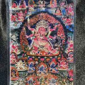 Handgemachte tragbare Hayagriva Thangka Karte, kleine tibetische buddhistische Kunst, Symbol des Tantrismus, Bodhisattva Malerei, Himalaya Kunst