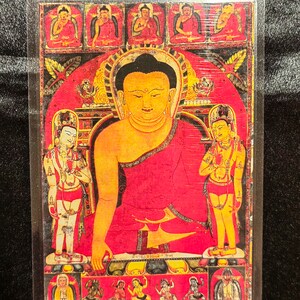 Handgemachte tragbare Tangut westliche Xia Tantraismus Sakyamuni Buddha Thangka Karte, kleine tibetisch-buddhistische Kunst, Tantrismus-Symbol, Himalaya-Kunst