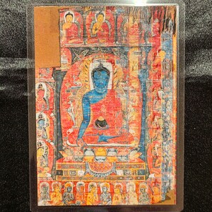 Handgemachte tragbare Tangut westliche Xia Tantra-Medizin-Buddha Thangka Karte, kleine tibetisch-buddhistische Kunst, Tantrismus-Symbol, Himalaya-Kunst