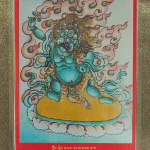 Handgemachte tragbare Vajrapni Thangka Karte, winzige tibetische buddhistische, Tantrismus-Symbol, Bodhisattva-Malerei, Himalaya-Kunst, W11PTC11