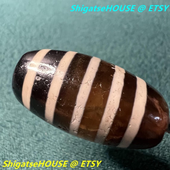 Original Barel Type Nepali Stripes Dzi Bead Tibetan C Gem Original barel type nepali stripes dzi bead tibetan c gem