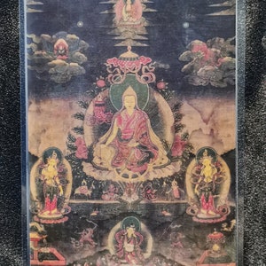 Handgemachte tragbare Guru der Gelukpa Sekte Thangka Karte, kleine tibetische buddhistische Kunst, Tantrismus Symbol, Bodhisattva Malerei, Himalaya Kunst