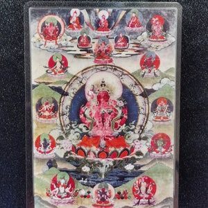 Handgemachte tragbare AAA Thangka Karte, kleine tibetische buddhistische Kunst, Symbol für Tantrismus, Himalaya Kunst
