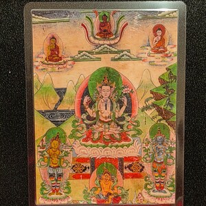 Handgemachte tragbare AAA Thangka Karte, kleine tibetische buddhistische Kunst, Symbol für Tantrismus, Himalaya Kunst