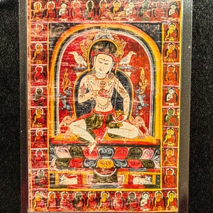 Handgemachte tragbare AAA Thangka Karte, kleine tibetische buddhistische Kunst, Symbol für Tantrismus, Himalaya Kunst