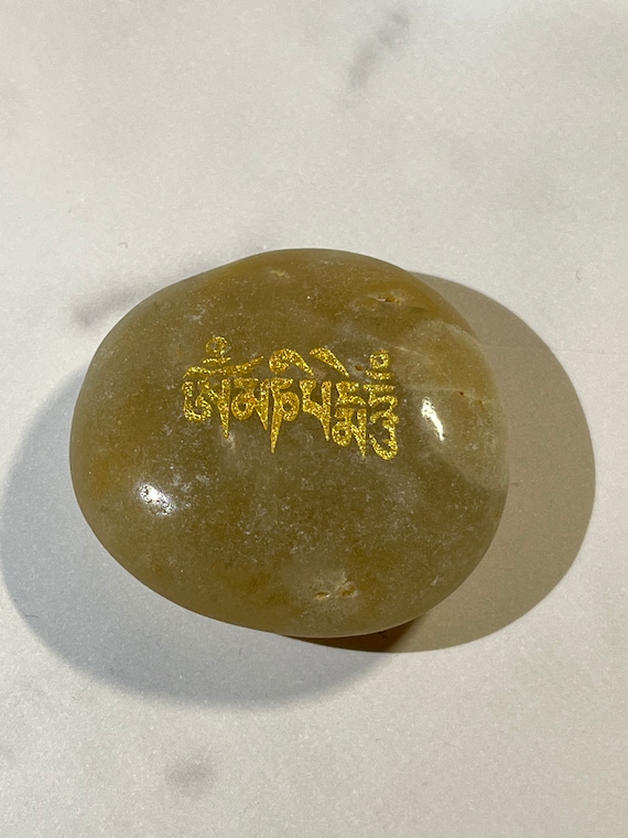 Handmade Mani Stone Om Mani Padme Hum, Tibetan Cob