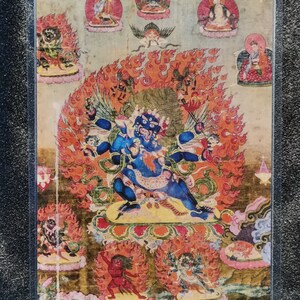 Handgemachte tragbare Karte Eine von Acht Heruka Gottheiten Thangka Karte, kleine tibetische buddhistische Kunst, Tantrismus Symbol, Bodhisattva Malerei, Himalaya Kunst