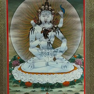 Handgemachte tragbare Vajrasattva Thangka Karte, kleine tibetisch-buddhistische Gemälde, Tantrismus-Symbol, Bodhisattva-Malerei, Himalaya-Kunst, W11PTC10