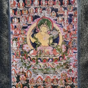 Handgemachte tragbare Manjusri Thangka Karte, kleine tibetische buddhistische Kunst, Tantrismus Symbol, Bodhisattva Malerei, Himalaya Kunst