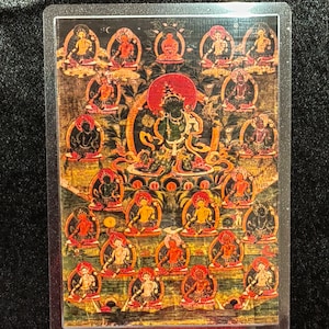 Handgemachte tragbare AAA Thangka Karte, kleine tibetische buddhistische Kunst, Symbol für Tantrismus, Himalaya Kunst