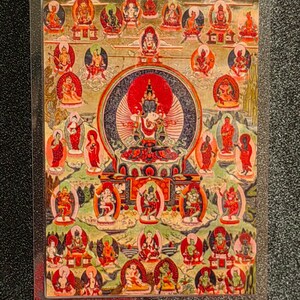 Handgemachte tragbare AAA Thangka Karte, kleine tibetische buddhistische Kunst, Symbol für Tantrismus, Himalaya Kunst