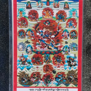 Handgemachte tragbare Vajrakilaya Thangka Karte, kleine tibetische buddhistische Kunst, Tantrismus Symbol, Bodhisattva Malerei, Himalaya Kunst