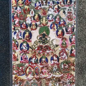 Handgemachte tragbare Vajradhara Thangka Karte, kleine tibetische buddhistische Kunst, Tantrismus Symbol, Bodhisattva Malerei, Himalaya Kunst