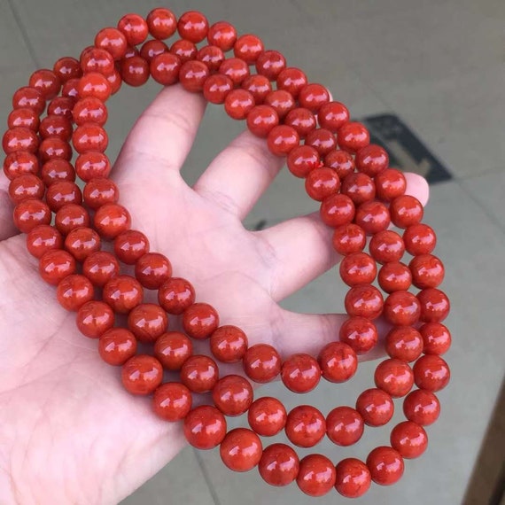 Handmade Original Tibetan,,  123.6g Red Agate Bea… - image 1