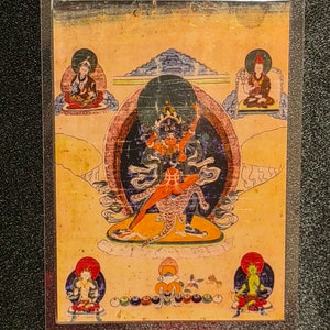 Handgemachte tragbare AAA Thangka Karte, kleine tibetische buddhistische Kunst, Symbol für Tantrismus, Himalaya Kunst