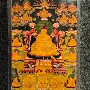 Handgemachte tragbare AAA Thangka Karte, kleine tibetische buddhistische Kunst, Symbol für Tantrismus, Himalaya Kunst