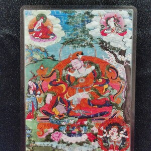 Handgemachte tragbare AAA Thangka Karte, kleine tibetische buddhistische Kunst, Symbol für Tantrismus, Himalaya Kunst