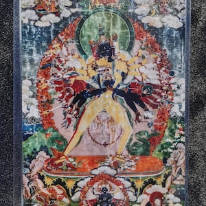 Handgemachte tragbare Kalachakra Thangka Karte, kleine tibetische buddhistische Kunst, Symbol des Tantrismus, Bodhisattva Malerei, Himalaya Kunst