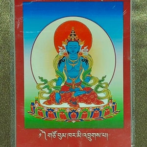 Original handgemachte tragbare Medizin Buddha Thangka Karte, winzige tibetisch-buddhistische Gemälde, Tantrismus Symbol, Himalaya-Kunst, W11PTC03