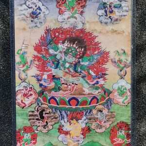 Handgemachte tragbare Vajrakilaya Thangka Karte, kleine tibetische buddhistische Kunst, Tantrismus Symbol, Bodhisattva Malerei, Himalaya Kunst