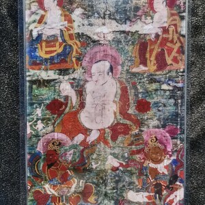 Handgemachte tragbare Arhat Thangka Karte, kleine tibetische buddhistische Kunst, Tantrismus Symbol, Bodhisattva Malerei, Himalaya Kunst