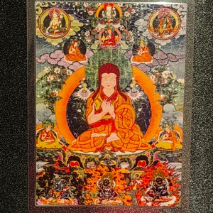 Handgemachte tragbare AAA Thangka Karte, kleine tibetische buddhistische Kunst, Symbol für Tantrismus, Himalaya Kunst
