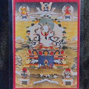 Handgemachte tragbare Vajrakilaya Thangka Karte, kleine tibetische buddhistische Kunst, Tantrismus Symbol, Bodhisattva Malerei, Himalaya Kunst