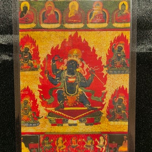 Handgemachte tragbare Tangut Western Xia Tantraismus Achala Thangka Karte, kleine tibetisch-buddhistische Kunst, Tantrismus-Symbol, Himalaya-Kunst