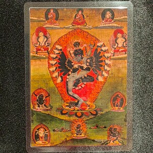 Handgemachte tragbare AAA Thangka Karte, kleine tibetische buddhistische Kunst, Symbol für Tantrismus, Himalaya Kunst