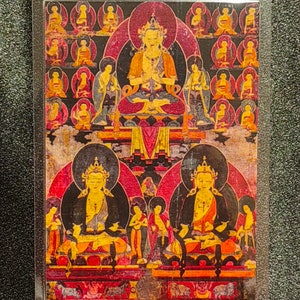 Handgemachte tragbare AAA Thangka Karte, kleine tibetische buddhistische Kunst, Symbol für Tantrismus, Himalaya Kunst