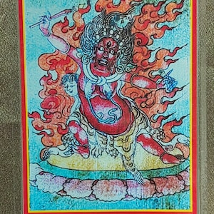 Handgemachte tragbare Hayagriva Thangka Karte, winzige tibetisch-buddhistische Kunst, Tantrismus-Symbol, Bodhisattva-Malerei, Himalaya-Kunst, W11PTC18