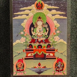 Handgemachte tragbare AAA Thangka Karte, kleine tibetische buddhistische Kunst, Symbol für Tantrismus, Himalaya Kunst