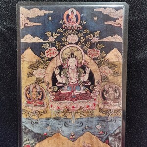 Handgemachte tragbare AAA Thangka Karte, kleine tibetische buddhistische Kunst, Symbol für Tantrismus, Himalaya Kunst