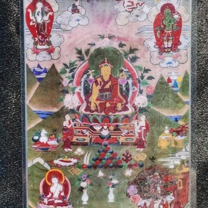 Handgemachte tragbare Longchen Rabjampa Thangka Karte, kleine tibetische buddhistische Kunst, Tantrismus Symbol, Bodhisattva Malerei, Himalaya Kunst