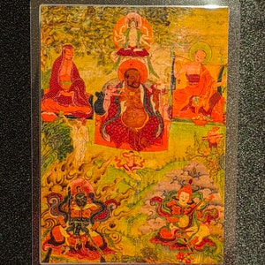 Handgemachte tragbare AAA Thangka Karte, kleine tibetische buddhistische Kunst, Symbol für Tantrismus, Himalaya Kunst