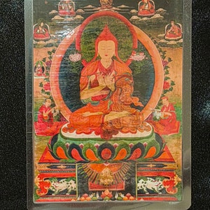 Handgemachte tragbare AAA Thangka Karte, kleine tibetische buddhistische Kunst, Symbol für Tantrismus, Himalaya Kunst