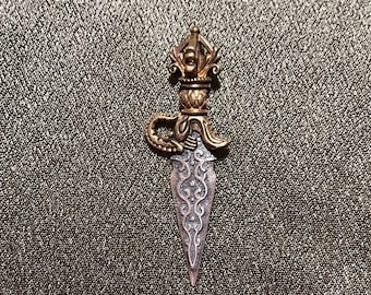 Handmade Tibetan Silver Talisman Vajra Sword Pendant,Tibetan Buddhism Decoration, Tantrism Symbol, Himalayan Art