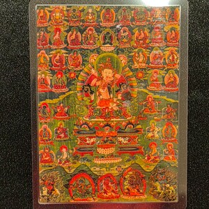 Handgemachte tragbare AAA Thangka Karte, kleine tibetische buddhistische Kunst, Symbol für Tantrismus, Himalaya Kunst