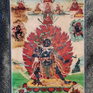 Handgemachte tragbare Ekajati Thangka Karte, kleine tibetische buddhistische Kunst, Tantrismus Symbol, Bodhisattva Malerei, Himalaya Kunst
