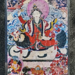 Handgemachte tragbare Tashi Tseringma Thangka Karte, kleine tibetische buddhistische Kunst, Symbol des Tantrismus, Bodhisattva Malerei, Himalaya Kunst