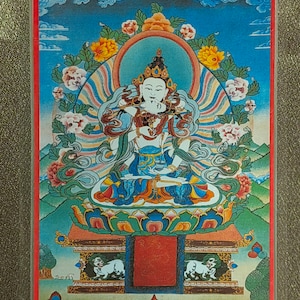Original handgemachte tragbare Vajrasattva Thangka Karte, tibetisch-buddhistisch, Tantrismus Symbol, Bodhisattva Malerei, Himalaya Kunst, W11PTC06