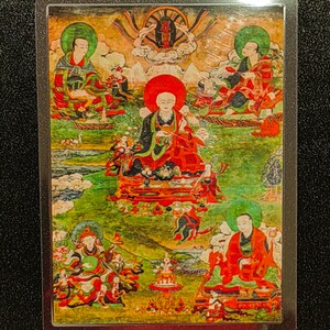 Handgemachte tragbare AAA Thangka Karte, kleine tibetische buddhistische Kunst, Symbol für Tantrismus, Himalaya Kunst