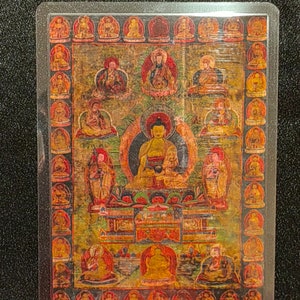 Handgemachte tragbare AAA Thangka Karte, kleine tibetische buddhistische Kunst, Symbol für Tantrismus, Himalaya Kunst