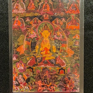 Handgemachte tragbare AAA Thangka Karte, kleine tibetische buddhistische Kunst, Symbol für Tantrismus, Himalaya Kunst