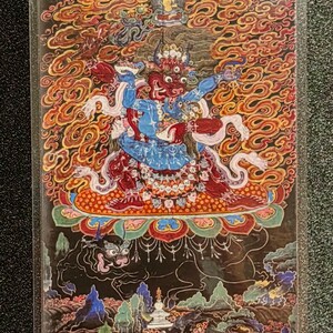 Handgemachte tragbare AAA Thangka Karte, kleine tibetische buddhistische Kunst, Symbol für Tantrismus, Himalaya Kunst
